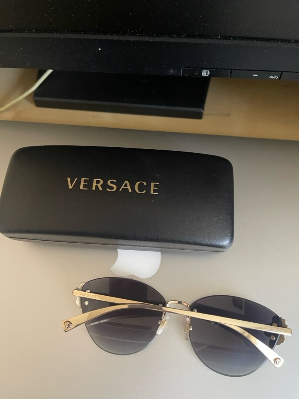 Versace Gold Frame Sunglasses with Black Gradient Lenses